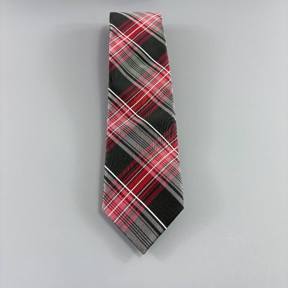 Bergamo New York Red / Black Plaid Men's Tie 3 1/4" x 60"